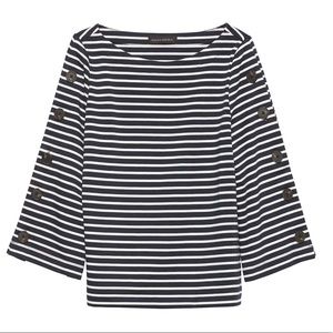 NWT Banana Republic Striped Button Sleeve Top